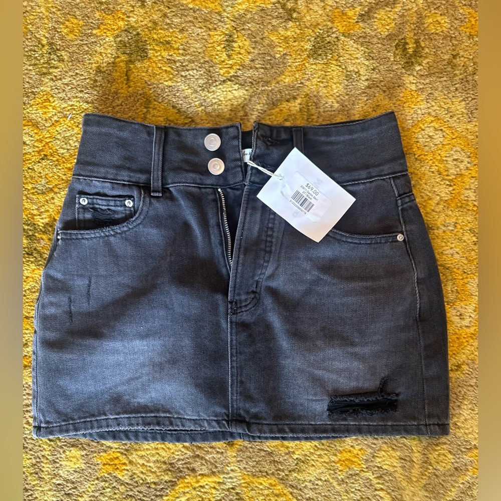 Dark Gray Denim Mini Skirt